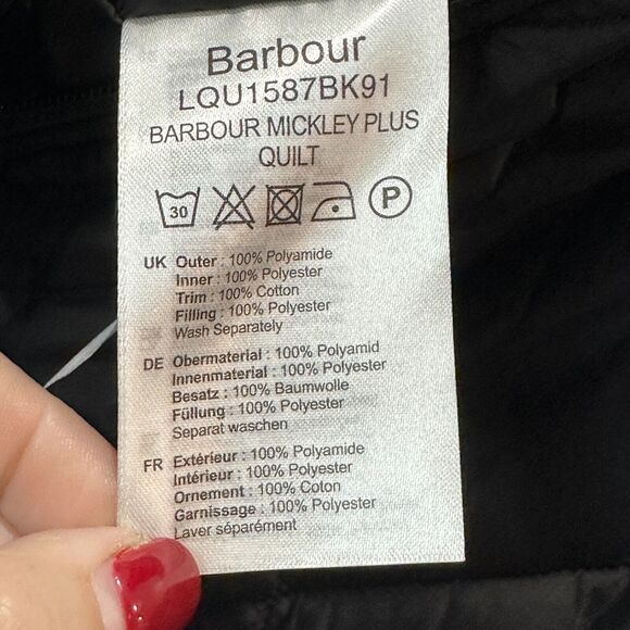 Barbour Mickley Quilted Jacket Black Ancient Full Zip Button Panel Women 2X NWT - Picture 2 of 14